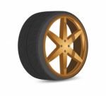 Car Wheel Gold Color Style Stock Photo