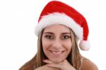 Christmas Santa Woman Smiling Stock Photo