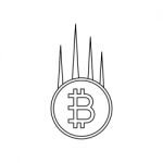 Cryptocurrency Bitcoin Thin Line Flat Design Icon  Illustr Stock Photo