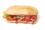 Sandwich With Paio Sausage And Ham Stock Photo