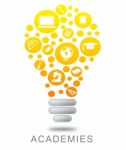 Academies Lightbulb Represents Colleges Institutes And Schools Stock Photo