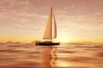 3d Rendering Of A Sailboat In The Ocean Stock Photo