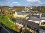 View Of Grund District In Luxembourg City, Luxembourg Stock Photo