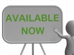 Available Now Sign Shows Availability And In Stock Stock Photo