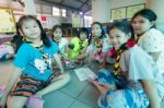 Student 9-10 Years Old, Scouts Work Together, Scout Camp In Bangkok Thailand Stock Photo