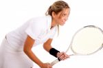 Female Tennis Player With Racket Stock Photo