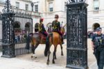 London - July 30 : Kings Troop Royal Horse Artillery In Whitehal Stock Photo