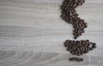 Flat Lay Of  Coffee Beans In Form Of Coffee Cup And Smell Smoke Stock Photo