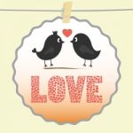 Romantic Card Depicting Two Love Birds Stock Photo
