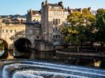 View Of Pulteney Bridge And Weir In Bath Stock Photo