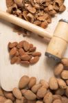 Sweet Almonds With Hammer Stock Photo