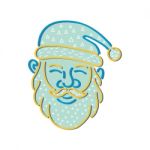 Santa Claus Head Memphis Style Stock Photo