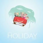 Family And Dog Travel With Car In Holiday Stock Photo