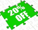 Twenty Percent Off Puzzle Means Discounted Or Sale 20% Stock Photo