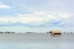 Landscape Fishing Cottage In Sea  Stock Photo