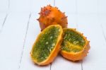 Horned Melon Fruit Stock Photo