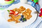 Fun Airplane And Car Shaped Pancakes For Kids Stock Photo