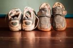 Shoes Against A Wall Stock Photo