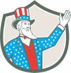 Uncle Sam American Hand Up Shield Retro Stock Photo