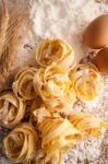 Fettuccine Pasta Italian Food Still Life Rustic Close Up Macro Stock Photo