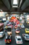 Abstract Blur Traffic And Car Lights Bokeh In Rush Hour Backgrou Stock Photo