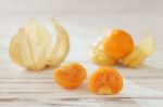 Cape Gooseberry Physalis Fruit Ground Cherry Organic Food Vegetabl Stock Photo