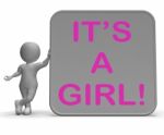 It's A Girl Sign Means Announcing Female Baby Stock Photo