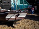 Fishermen's Sheds And Boat  In Hastings Stock Photo