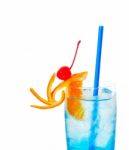 Blue Long Drink Cocktail Stock Photo