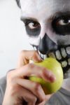 Don't Eat Just Apples (skeleton Guy Concept) Stock Photo