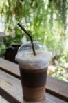 Iced Coffee With Milk Foam Stock Photo