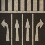 Directional Street Arrows Pedestrian Crosswalk Stock Photo