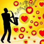 Saxophone Music Indicates Valentine Day And Acoustic Stock Photo