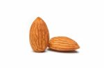 Almond Nut Fruit Organic Healthy Vegan White Background Stock Photo