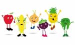 Cartoon Fruits Set Of Funny Cartoon Fruits Stock Photo