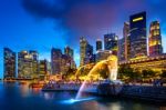 Singapore Skyline At Night Stock Photo