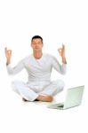 Man Doing Yoga Stock Photo