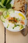 Arab Middle East Goat Yogurt And Cucumber Salad Stock Photo