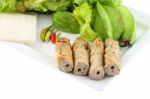 Vietnamese Style Food Set Focus Pork On White Background Stock Photo