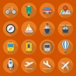 Transportation Flat Icon Set Stock Photo