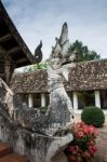 The Statue Of King Of Nagas At The Entrance Of A Buddhist Temple Stock Photo