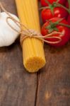 Italian Basic Pasta Ingredients Stock Photo