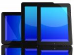 Tablet Computers With Blue Screen Stock Photo