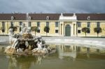 Danube, Inn, And Enns Statues At The Schonbrunn Palace In Vienna Stock Photo