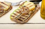 Grilled Vegetables On Bread Stock Photo