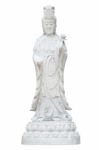 Kuan Yin Marble Sculpture Isolated On White Stock Photo