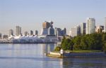 Vancouver Skyline And Stanley Park Stock Photo