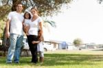 Parents With Two Kids Stock Photo