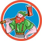 Paul Bunyan Lumberjack Circle Cartoon Stock Photo