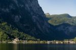 View Of Hallstatt From Hallstatt Lake Stock Photo